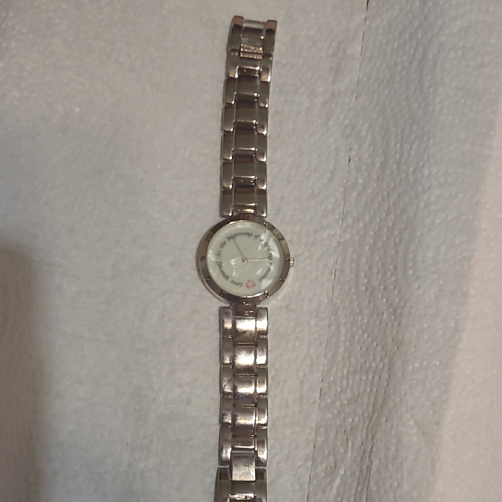 Silver Metal Watch with White Dial